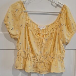 Pink Rose Mustard Floral Blouse